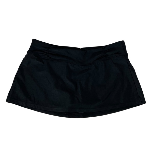 Athleta Black Ruched Waist Swim Skirt with Built-In Briefs Small Style #964883 - Picture 1 of 8